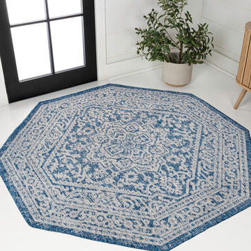 Sinjuri Medallion Textured Weave Indoor/outdoor Octagon Rug
